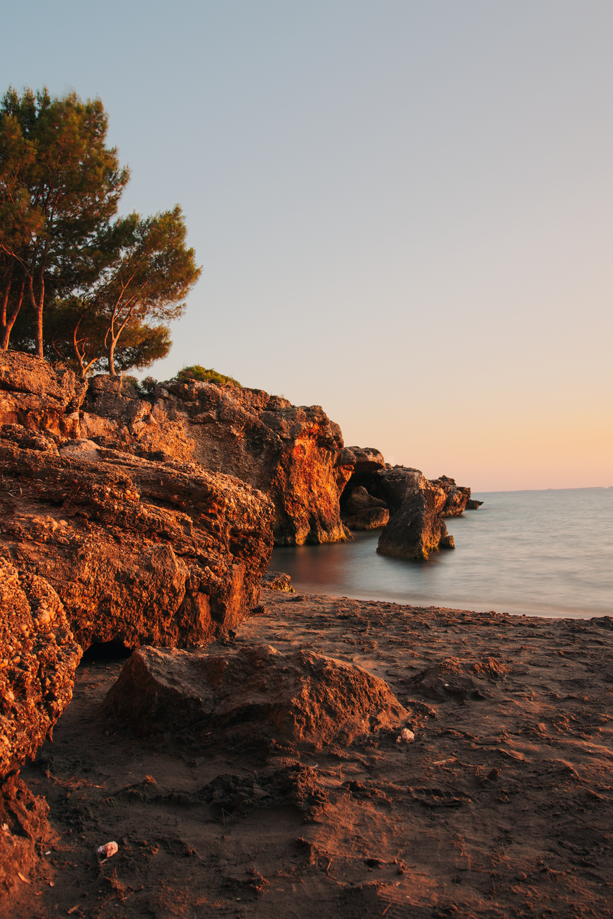 Wild coastal coastline and limestone rocks